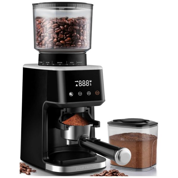 ectqfksn57bc0b_0 jpg - Moedor de Café com Rebarba Ajustável, Silencioso e 51 Configurações de Moagem, 110V, Zulay Kitchen, Preto