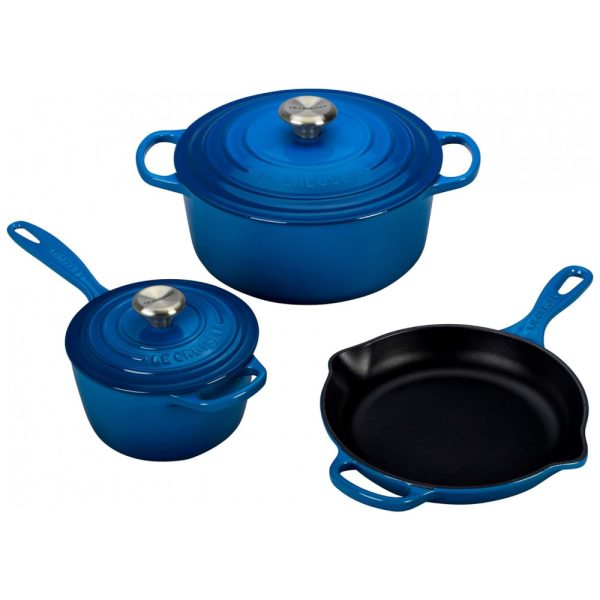 ectqghw02ha10b_0-1 jpg - Conjunto de Panelas e Frigideiras Antiaderentes de Ferro Fundido Esmaltado, 5 Peças, LE CREUSET MS1605 59SS, Azul