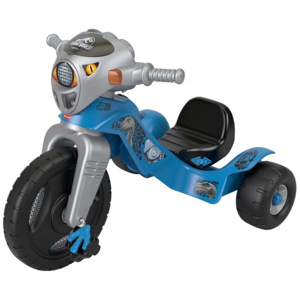 ectqhdmxklc90b_0 jpg - Triciclo Infantil com Guiador para Crianças de 2 a Anos, Fisher Price Jurassic World, Cinza e Azul