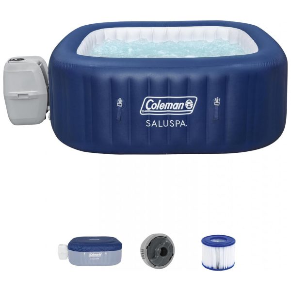 ectqhxtqhmgc0b_0 jpg - Spa Inflável Hidromassagem para 4 a 6 Pessoas Portátil com 140 Jatos, Capa, Coleman Hawaii, Azul