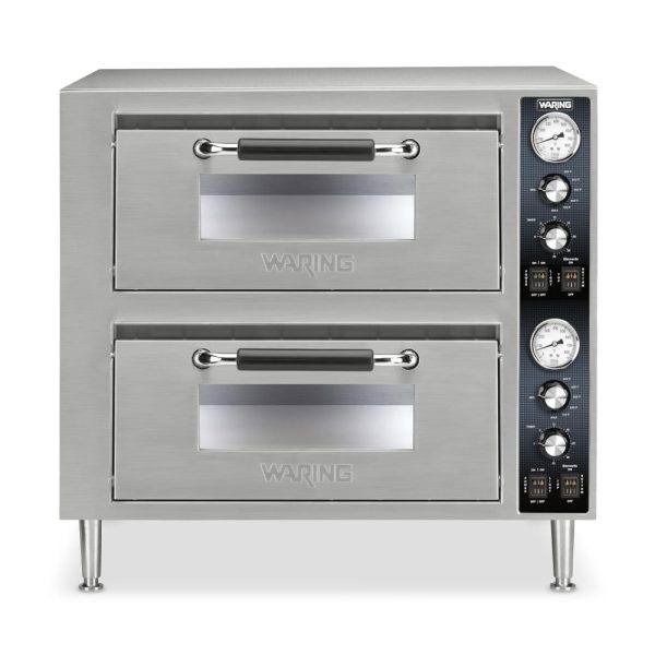 ectqi8mdr9x00b_0-1 jpg - Forno de Pizza de 2 Andares com Porta Dupla, Pernas Ajustáveis, Controles Independentes de Ligar e Desligar, 220V 3200W, Waring WPO750, Prata