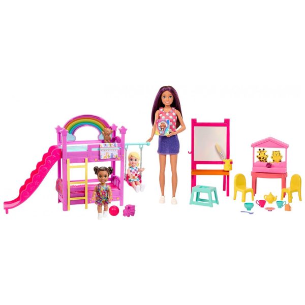 ectqjdtdrjlb0b_0 jpg - Creche da Barbie com 15 Acessórios, 3 Bonecas para Crianças a Partir de 3 Anos, Rosa