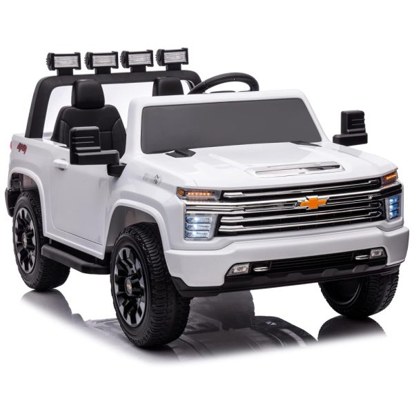 ectqjg7d4rgc0b_0 jpg - Carro Elétrico Infantil, Chevrolet Silverado com Controle Remoto, 2 Lugares, Luzes, Música e Pneus EVA, 24V, NEWQIDA, Branco