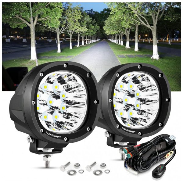 ectqk19953390b_0 jpg - Farol de Milha LED Offroad com 9000 Lúmens e Luz Branca 32V, 90W, 2Un, Auxbeam, Preto