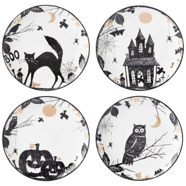 ectqkx4svtbd0b_0 jpg - Conjunto de Pratos Decorativos com 4 Peças, Tema de Halloween e Material de Porcelana, LENOX 896871, Branco e Preto