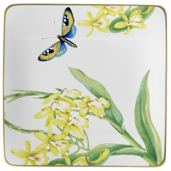 ectqkxygi4500b_0 jpg - Prato para Salada ou Aperitivo de 23 cm, Mais Elegância em Sua Mesa com Formato Quadrado e Material de Porcelana, Villeroy Boch, Branco e Verde