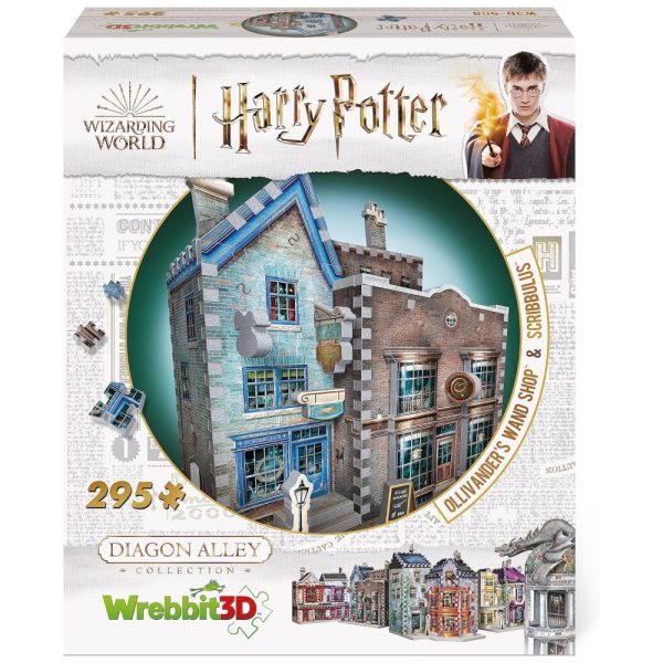 ectql2t1m5f70b_0 jpg - Quebra Cabeças 3D Arquitetura Harry Potter Ollivanders Scribbulus from Diagon Alley para Crianças e Adultos, 295 Peças, WREBBIT 3D DIAGON1, Azul