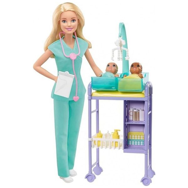 ectql7t89fx70b_0 jpg - Pediatra com seu Consultório e 2 Bebês Fofas para Crianças Maiores de 3 Anos, BARBIE GKH23, Verde