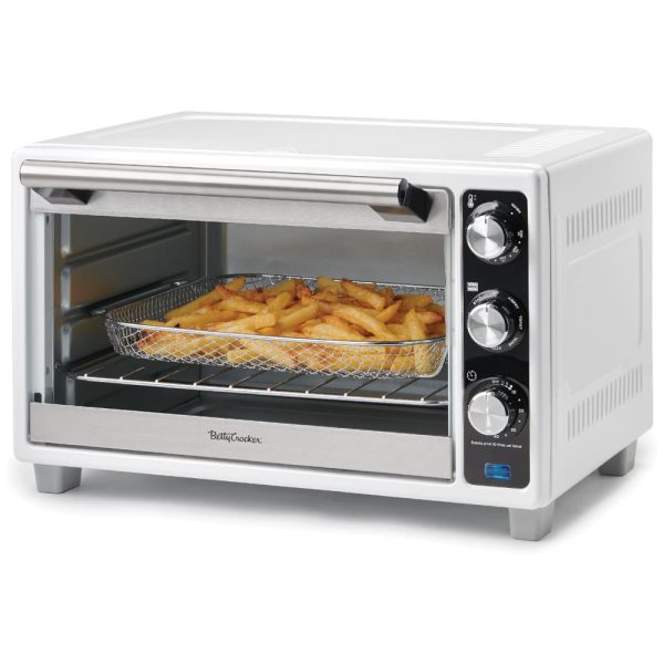 ectqllnp5jpc0b_0 jpg - Forno de Convecção 2 em 1, 22L com Função Air Fryer, Controle de Temperatura e Bandeja Coletora de Grade Cromada, 110V 1500W, Betty Crocker, Branco