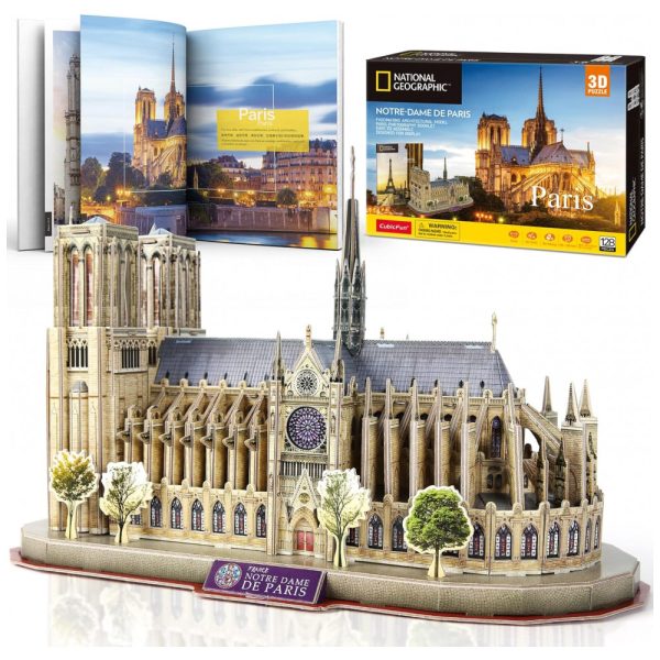 ectqmhnt36m70b_0 jpg - Quebra Cabeças 3D Arquitetura Notre Dame com Led para Crianças e Adultos, 128 Peças, CUBICFUN DS0986H, Branco