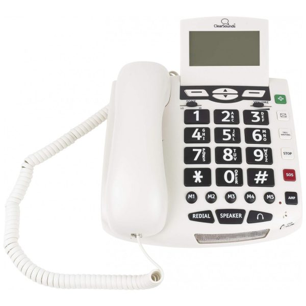 ectqml92ka100b_0-1 jpg - Telefone com Fio para Sênior Amplificado, Monitoramento de Áudio e SOS, 1 Ap, CLEARSOUNDS CSC600ER, Branco