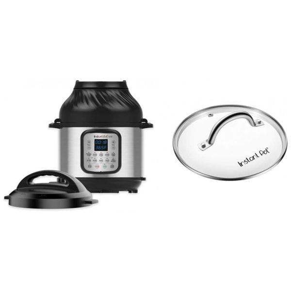 ectqmng27fc80b_0 jpg - Panela de Pressão Elétrica 11 em 1, 8L com Painel de LED e Tampa de Vidro, 110V 1000W, Instant Pot Duo Crisp, Prata