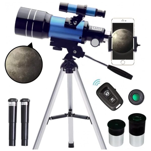 ectqmntvqx590b_0 jpg - Telescópio Astronômico 5x24 com Adaptador para Celular e Controle Remoto sem Fio, ToyerBee, Azul