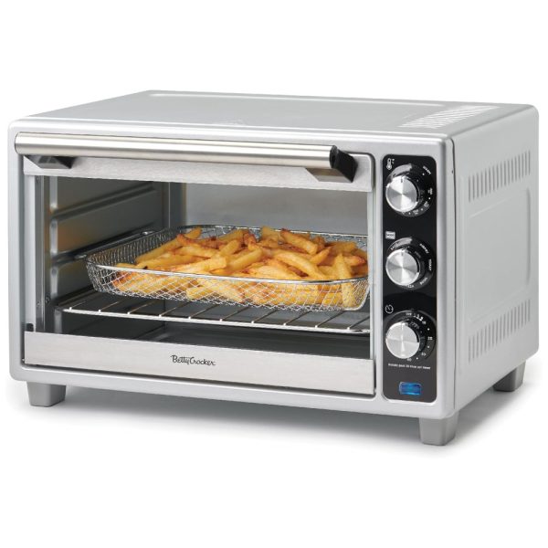 ectqmxps5jpc0b_0 jpg - Forno de Convecção 7 em 1, 22L com Função Air Fryer, Controle de Temperatura e Bandeja Coletora de Grade Cromada 3 Posições, 110V 1500W, Betty Crocker, Prata