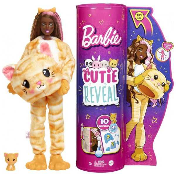 ectqnqfwktk90b_0-1 jpg - Cutie Revelação com Fantasia de Gatinho e 10 Surpresas Incluindo 1 Mini Pet com Mudança de Cor, BARBIE HHG20, Laranja