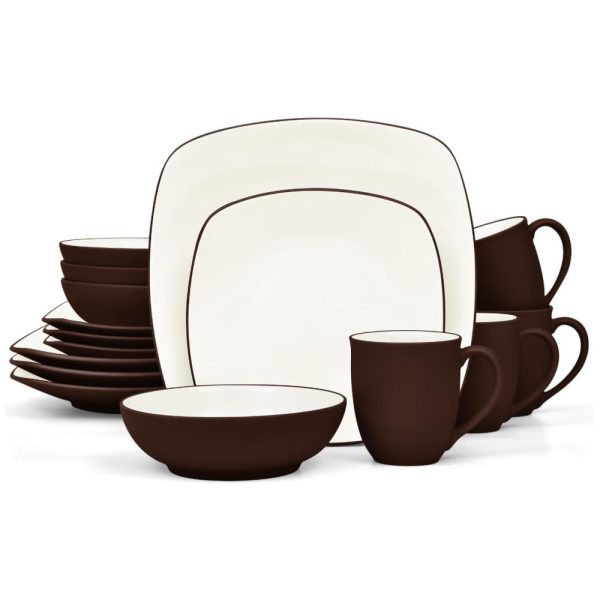 ectqpj4tlcgc0b_0 jpg - Aparelho de Jantar para Todas as Ocasiões, Elegância e Sofisticação para Sua Mesa com 16 Peças, Formato Quadrado e Material de Cerâmica, Noritake, Marrom