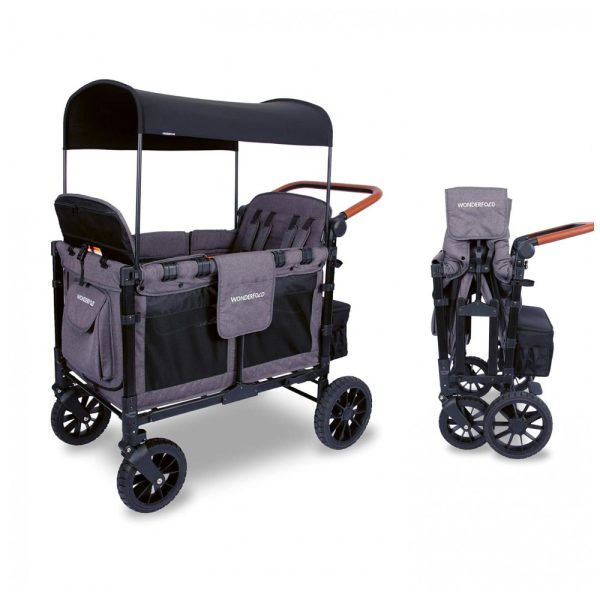 ectqqr71sjs80b_0 jpg - Carrinho de Passeio para 4 Crianças Multifuncional com Porta Objeto e Cobertura, até 136 kg, WONDERFOLD W4, Preto