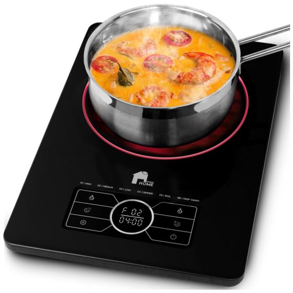 ectqr18czqpc0b_0 jpg - Cooktop Elétrico Portátil com 1 Queimador, Painel Digital, Desligamento Automático e Temperatura Ajustável, 110V 1500W, EconoHome, Preto