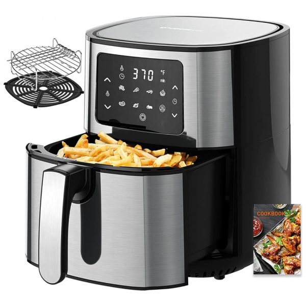 ectqsm6brz490b_0 jpg - Fritadeira Elétrica AirFryer 5.8L em Aço Inoxidável com Painel Digital, 1400W, 110V, JOYOUNG JY 570, Preto