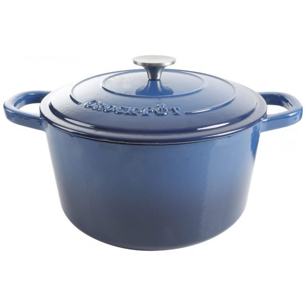 ectqspmfc0h10b_0 jpg - Panela de Ferro Fundido 7 Litros Forno Holandês Esmaltado e Antiaderente, Safira, CROCK POT 69145.02, Azul