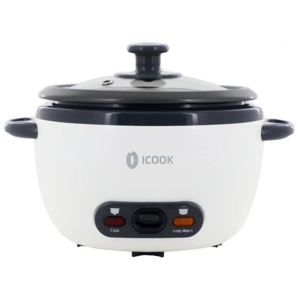 ectqtlt329q90b_0 jpg - Panela de Arroz Elétrica 1,8 Litros de Capacidade com Tampa de Vidro, 110V 700W, ICOOK, Branco