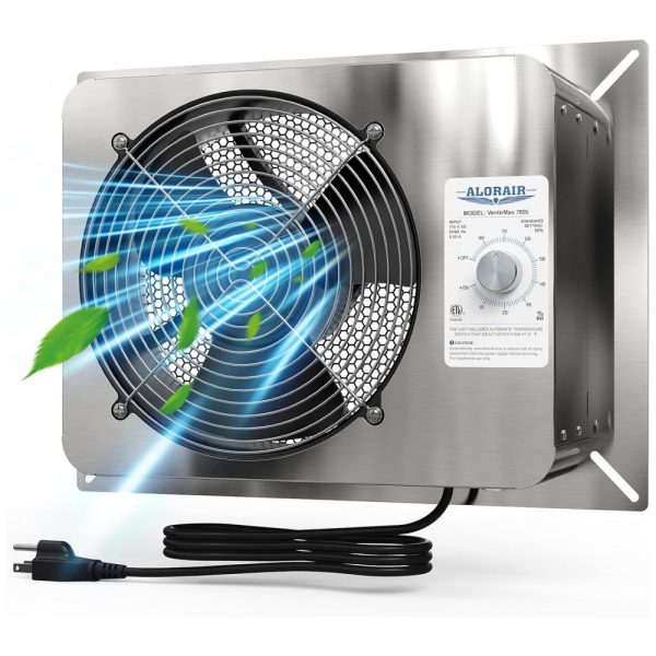 ectqvkfydldc0b_0 jpg - Ventilador com Umidistato e Exaustor em Aço Inoxidável, 115V, ALORAIR, Prata