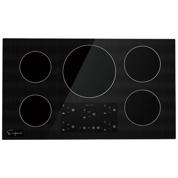 ectqwkvyui500b_0 jpg - Cooktop Elétrico de Indução de Embutir 36 91cm, com 5 Queimadores, Superfície Suave em Vidro Cerâmico, 240V, Empava, Preto