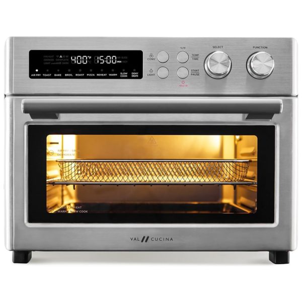 ectqwpqhdgdc0b_0 jpg - Forno de Convecção 10 em 1, 24,8L com Livro de Receitas e Acabamento em Aço Inoxidável Escovado, 1750W, VAL CUCINA, Prata