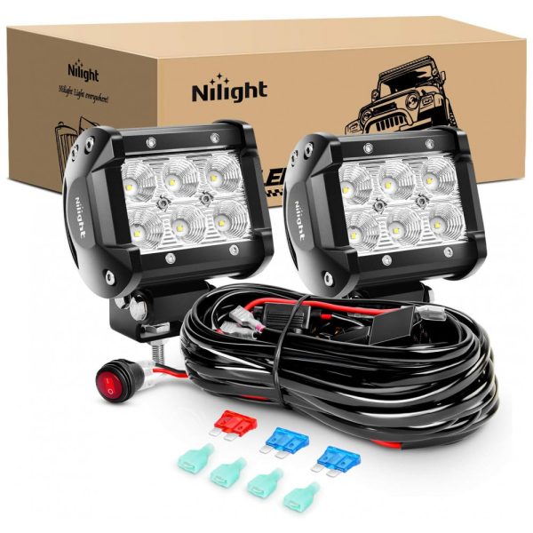 ectqy6fzprx60b_0 jpg - Farol de Milha LED Off Road 1260 Lúmens a Prova dÁgua IP68 Luz Branca 12V, 18W, 2Un,Nilight, Preto