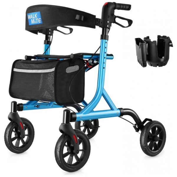 ectqyphzml5b0b_0 jpg - Andador para Idosos e Adultos com Encosto Acolchoado do Assento e Porta Copos, até 136 Quilos, WALK MATE, Azul