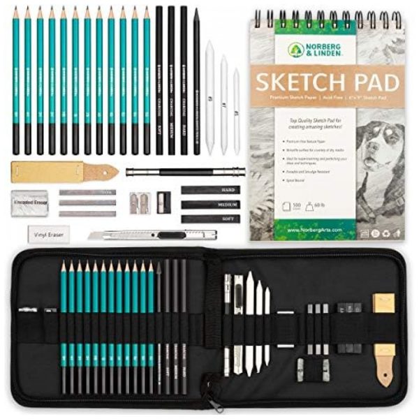 ectqytbk31870b_0 jpg - Kit Lápis de Cor Profissional com Estojo 100 peças Tintas Acrílicas, Aquarela, NORBERG LINDEN 4336945587, Preto