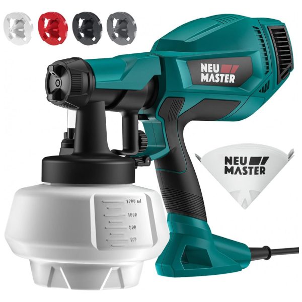 ectq19vywtl90b_0 jpg - Pistola de Pintura Pulverizadora 1.2L com 4 Tamanhos de Pontas, 500W, NEU MASTER NSG0110 US500, Verde