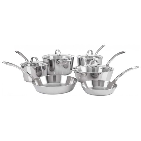 ectq2ask7ip00b_0 jpg - Conjunto de Panelas Contemporâneo com 3 Camadas de Aço Inoxidável, 10 Peças, VIKING CULINARY 4013 3S10, Prateado