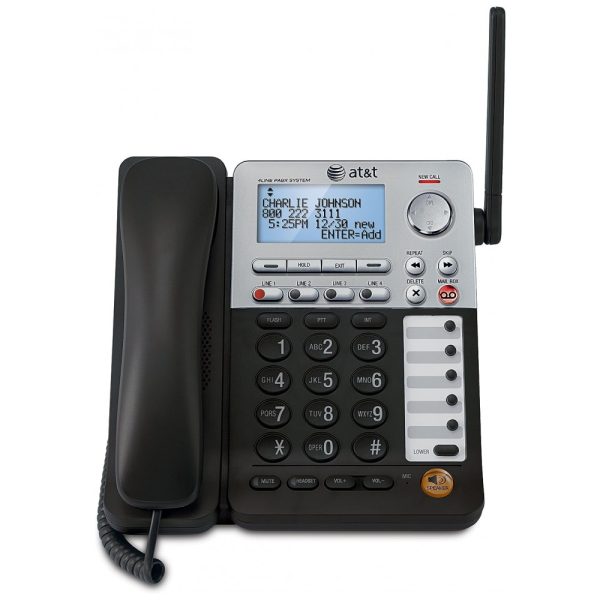 ectq2x5nzi400b_0 jpg - Telefone sem fio, com expansão de 4 linhas, 1 unidade, preto, ATT SB67148, Preto