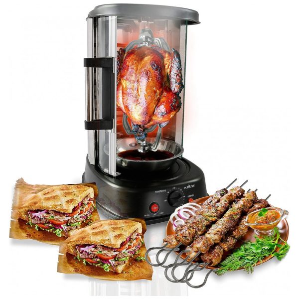 ectq332556m10b_0 jpg - Churrasqueira Grill Rotisserie com Temperatura Ajustável, 110V 1500W, NutriChef, Preto