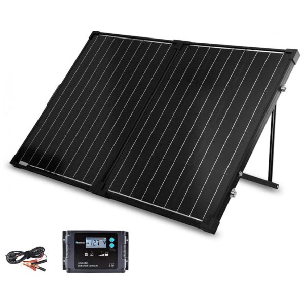 ectq3lvbvj970b_0 jpg - Painel Solar, Monocristalino, portátil, à prova dágua, 100W, 12V, 2 unidades, RENOGY RNG KIT STCS 100D VOY20, Preto