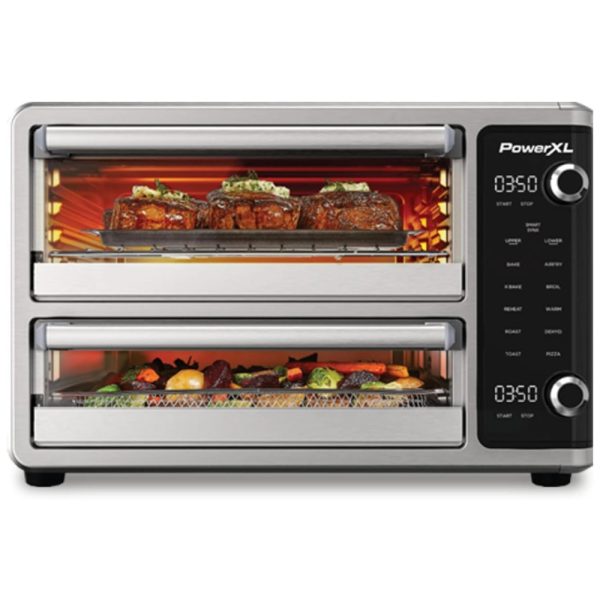 ectq5gtbhmqc0b_0-1 jpg - Forno Elétrico em Aço Inoxidável com Porta Dupla e 10 Funções de Cozimento, 110V 1750W, PowerXL, Prata