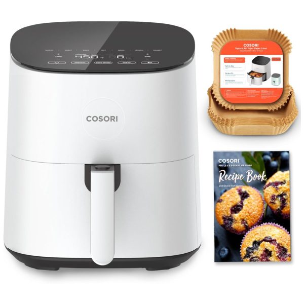 ectq695x8jcc0b_0 jpg - Fritadeira Elétrica Air Fryer 4,6L com 10 Funções Predefinidas, 20 Forros de Papel e Livro de Receitas Incluso, 110V 1500W, COSORI, Branca