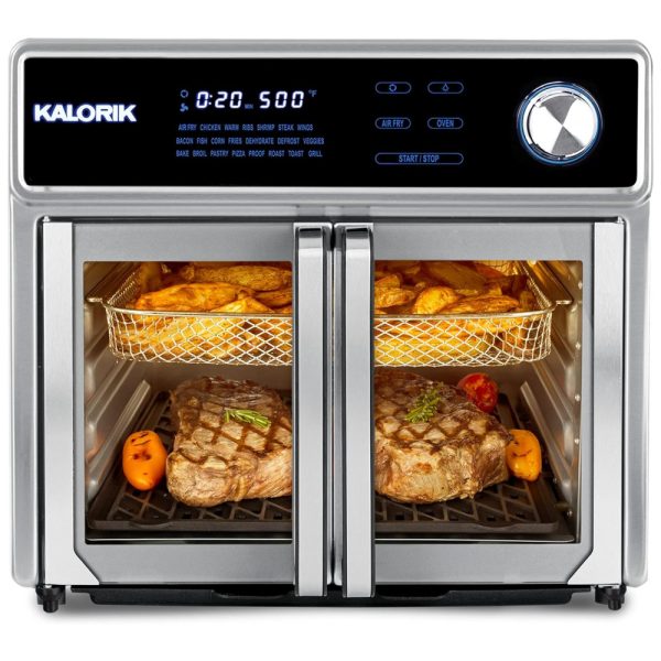 ectq7bnqsbx90b_0 jpg - Forno Elétrico de Bancada AirFryer, 25L de Capacidade com 22 Funções e 11 Acessórios, 1700W, 110v, KALORIK AFO 47631 SS2, Prateado