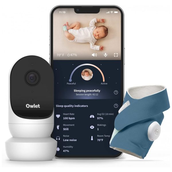 ectq7flqpb4b0b_0 jpg - Babá Eletrônica Inteligente com Câmera HD e Sensor de Oxigênio e Qualidade de Sono, Owlet, Azul