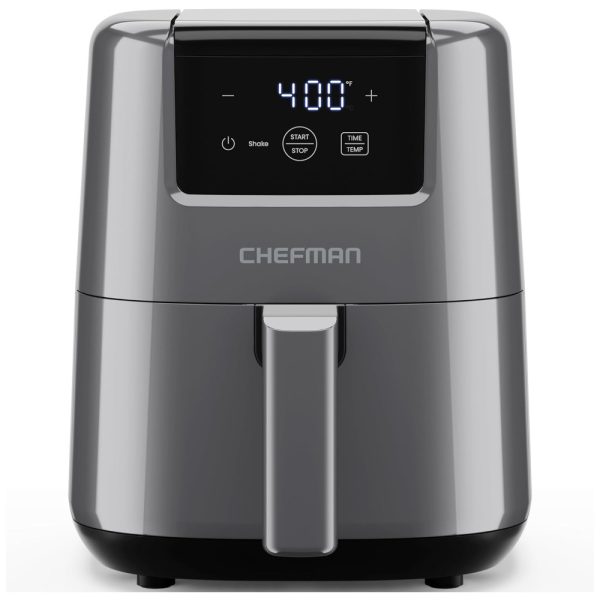 ectq7x5qhnvc0b_0 jpg - Mini Air Fryer 1,8L com Temporizador Digital, Lembrete de Agitação, Cesto Antiaderente e Lavável na Máquina de Lavar Louças, 110V 900W, Chefman, Cinza