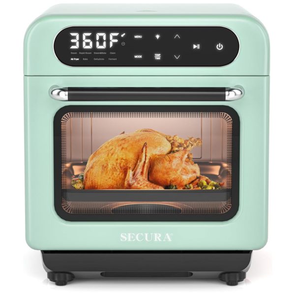 ectq8ptsh3zc0b_0 jpg - Forno Elétrico de Bancada a Vapor 12L com Convecção e Função Air Fryer, Menu de Cozimento Automático, 110V 1100W, Secura, Verde Menta