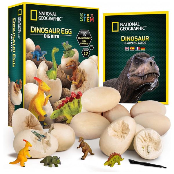 ectq8zhhllw70b_0 jpg - Kit de Escavação com 12 Ovos com Figuras de Dinossauros para Crianças, National Geographic