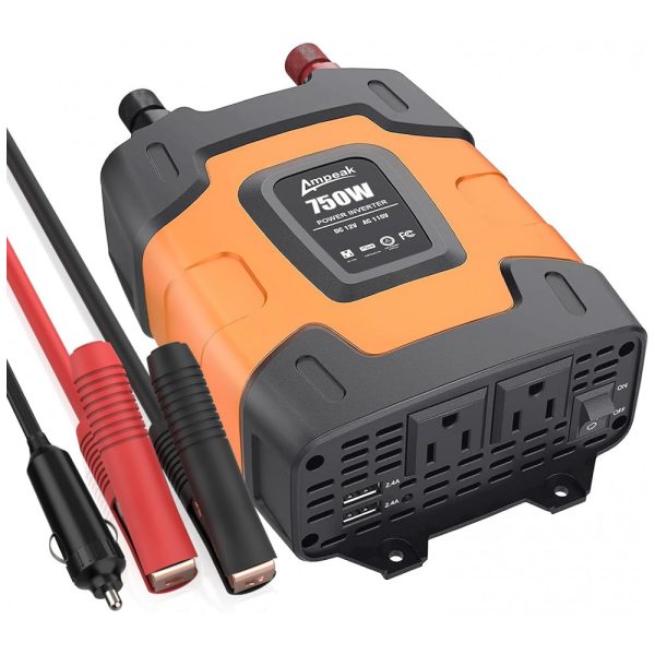 ectq968rdwp70b_0 jpg - Inversor Veicular 750W 12V DC para AC com 2 Tomadas, USB, 110v, AMPEAK C212, Laranja