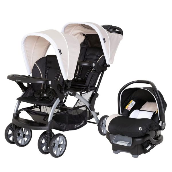 ectq9vnsnql80b_0 jpg - Carrinho de Bebê Travel System Duplo com Encosto Ajustável e Arnês de Segurança de 5 Pontos, Baby Trend Sit N, Cáqui