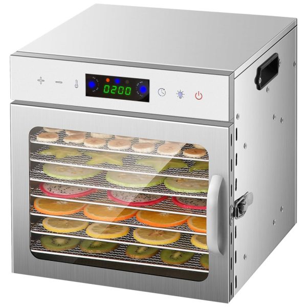 ectqcfkw1knc0b_0 jpg - Desidratador de Alimentos com 8 bandejas em Aço Inoxidável, Proteção Contra Superaquecimento e Livro de Receitas, 110V 400W, HOPERAN, Prata