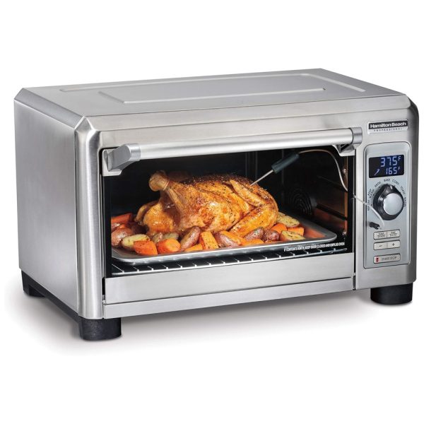 ectqd988w4b70b_0 jpg - Forno Elétrico de Aço Inoxidável com 7 Funções de Cozimento, 3 Posições de Prateleira e Display Digital, 110V 1800W, Hamilton Beach, Prata