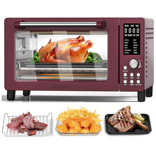 ectqdm91kgcd0b_0 jpg - Forno Elétrico 12 em 1 com Capacidade de 19L, Material de Aço Inoxidável e Tela LCD, 110V 1800W, Nuwave, Vermelho Canela