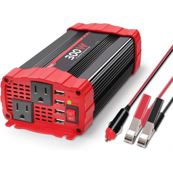 ectqdts65tm70b_0 jpg - 300W Car Power Inverter DC 12V to AC Converter Dual Outlets with 3.1A 4 USB Ports Car Charger Adapter, 110v, BYGD A300W 500W, Vermelho