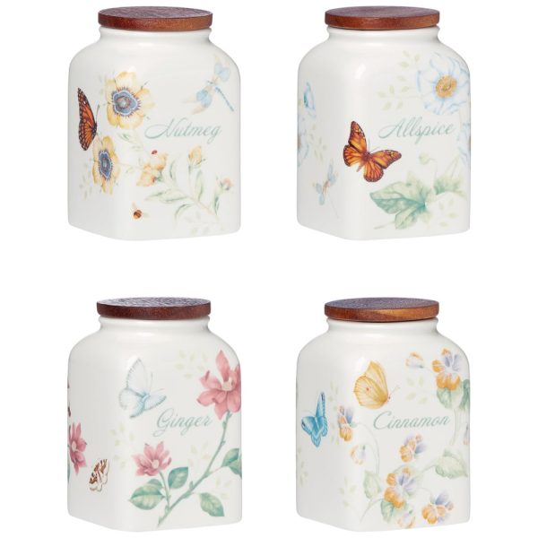 ectqfzh3nsvb0b_0 jpg - Conjunto de 4 Potes de Especiarias 177 mL, Lenox Butterfly Meadow, Branco